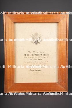 Diplôme de congratulation américaine. American congratulatory certificate