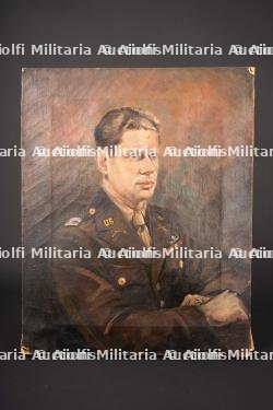 Toile représentant un officier US. Painting depicting a US officer