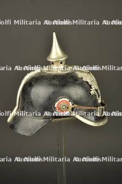 Casque à pointe troupe de Télégraphiste puis Pionnier. Enlisted pickelhaube of a Telegraphist later converted for Pioneer troops — miniature 9