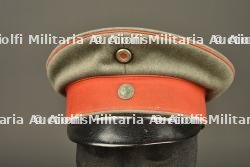 Casquette feldgrau d'officier de réserve d'infanterie de Saxe. Feldgrau visor cap of a Saxon Reserve Infantry officer