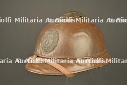Casque belge en liège recouvert de toile moutarde. Belgian cork helmet covered in mustard canvas — miniature 7