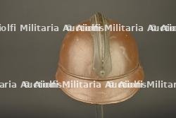 Casque belge en liège recouvert de toile moutarde. Belgian cork helmet covered in mustard canvas — miniature 9