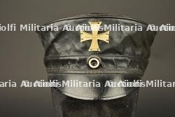 Casquette de Landsturm prussien en toile cirée. Prussian Landsturm visor cap in oilcloth