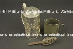 Lot allemand chope, quart et couverts. German lot including stein, drinking cup and cutlery — photo 1