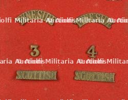 Ensemble d'insignes des 3rd et 4th Tyneside Scottish. Badge grouping of the 3rd and 4th Tyneside Scottish