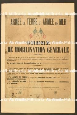 Affiche Ordre de Mobilisation Général. General Mobilization Order poster.