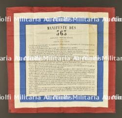 Carré de soie du manifeste des 363 députés. Silk square of the Manifesto of the 363 Deputies.