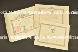 Ensemble de diplômes étrangers. Group of foreign diplomas.