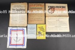 Ensemble documents et mouchoir PSF. Group of PSF documents and handkerchief