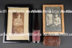 Portraits d'officiers, bouteille et étui à cigare allemands. German officer portraits, bottle and cigar case