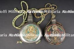 Lot de 2 gourdes de réserviste du FAR10 de Hanovre et du Dragoner Rgt Nr 10. two reservist canteens from Hanover