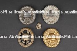 Lot d'insignes de blessés allemand dont or et argent. Lot of German wound badges including gold and silver grades.