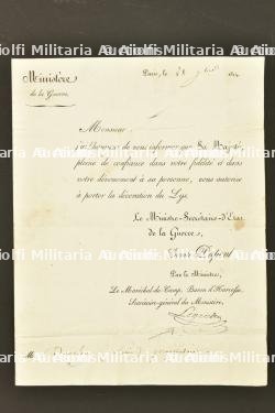 Brevet d'officier de l'ordre Royal de la Légion d'Honneur et Autorisation de port de l'Ordre du Lys — photo 5