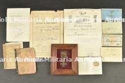Ensemble de médaille, documents, diplomes et citation d'un soldat du 4e BCP et faire part de décès du Lieutenant Colonel Driant