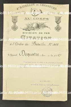 Ensemble de médaille, documents, diplomes et citation d'un soldat du 4e BCP et faire part de décès du Lieutenant Colonel Driant — photo 5