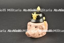 Pot à moutarde tête de cochon à casque à pointe