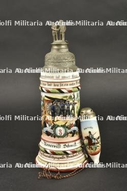 Chope de réserviste du 3e régiment d'artillerie à pied et pipe de Jäger zu Pferde