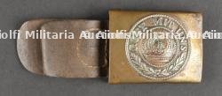 Ceinturon allemand M1895 riveté avec boucle prussienne. German M1895 Leather Belt with Prussian Buckle, Riveted Construction — miniature 8