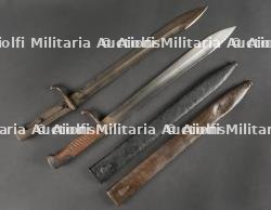 Lot de 2 baïonnettes allemandes 98-05 dont une à dents de scie. Lot of Two German 98/05 Bayonets, One Sawback Model — photo 2