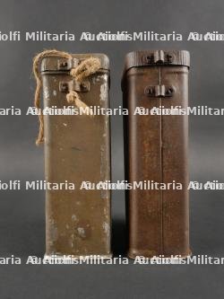 Lot de 2 boîtes pour masque anti-gaz M2. Set of Two French M2 Gas Mask Tins — photo 4