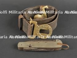 Ceinturon anglais en cuir et canif canadien 1915. British Leather Belt and Canadian Pocket Knife 1915