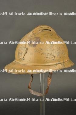Casque Adrian moutarde du Génie. Mustard-coloured Adrian helmet of French Engineers. — miniature 9