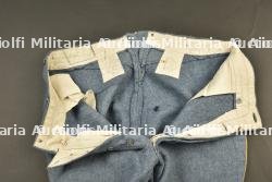 Pantalon culotte français troupe bleu horizon passepoil jonquille. French enlisted horizon blue breeches with daffodil yellow piping. — miniature 3