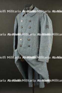 Capote francaise troupe M1915 bleu horizon du 55e de Ligne. French M1915 enlisted horizon blue greatcoat of the 55th Infantry Regiment. — miniature 12