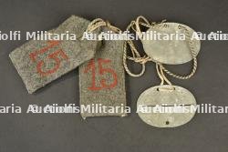 Lot pattes d'épaule et plaques d'identité d'un soldat  du JR15. Shoulder straps and identification tags of a soldier of Infantry Regiment 15. — photo 1