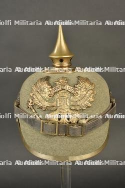 Casque à pointe ersatz en feutre avec plaque Waterloo de Hanovre. German ersatz felt pickelhaube with Hanover Waterloo plate.