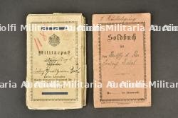 Militarpass et Soldbuch d'un soldat du KAGGR1. Military pass and Soldbuch of a KAGGR1 soldier.