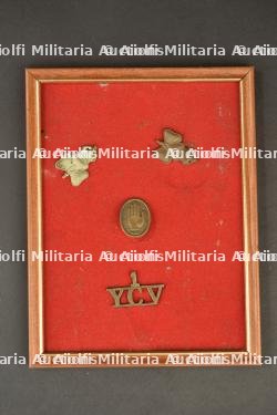 Planche d'insigne irlandais du 14th Battalion des Royal Irish. Framed Irish insignia of the 14th Battalion, Royal Irish Rifles.