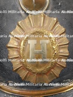 Allemagne ou Suisse, casque de sapeur-pompier d'une localite commencant par H. Germany or Switzerland, firefighter helmet from a locality beginning with H. — miniature 4