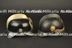 Allemagne, lot de deux casques de sapeurs-pompiers volontaires. Germany, set of two volunteer firefighter helmets. — miniature 6