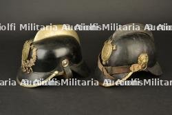 Allemagne, lot de deux casques de sapeurs-pompiers volontaires. Germany, set of two volunteer firefighter helmets. — miniature 9