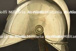 Allemagne, lot de trois casques de sapeurs-pompiers nickeles. Germany, set of three nickel-plated firefighter helmets. — miniature 7
