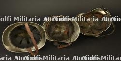 Allemagne, lot de trois casques de sapeurs-pompiers nickeles. Germany, set of three nickel-plated firefighter helmets. — miniature 9