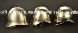 Allemagne, lot de trois casques de sapeurs-pompiers nickeles. Germany, set of three nickel-plated firefighter helmets. — miniature 11