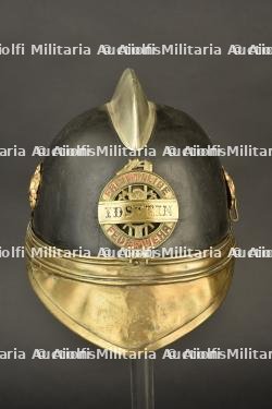 Allemagne, casque de sapeur-pompier d'Idstein, en Hesse. Germany, firefighter helmet from Idstein, Hesse.