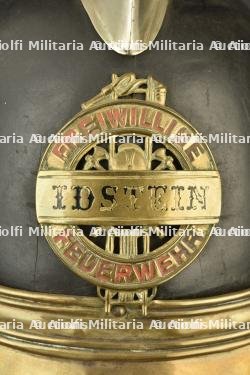 Allemagne, casque de sapeur-pompier d'Idstein, en Hesse. Germany, firefighter helmet from Idstein, Hesse. — miniature 3