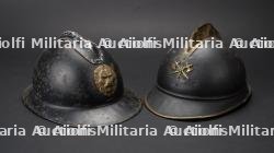 Belgique, lot de deux casques Adrian de sapeurs-pompiers. Belgium, set of two Adrian firefighter helmets.