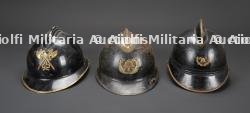 Belgique, lot de trois casques de sapeurs-pompiers. Belgium, set of three firefighter helmets. — miniature 3