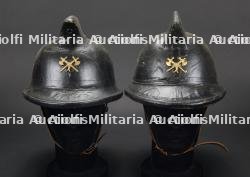 Belgique, lot de deux casques de sapeurs-pompiers de Bruxelles. Belgium, set of two Brussels firefighter helmets. — miniature 4