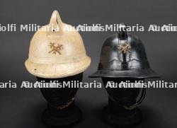 Belgique, lot de deux casques de sapeurs-pompiers de Bruxelles. Belgium, set of two Brussels firefighter helmets. — miniature 4