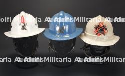 Belgique, lot de quatre casques de sapeurs-pompiers des annees 1980. Belgium, set of four 1980s firefighter helmets. — miniature 4