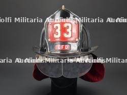 etats-Unis, casque de sapeur-pompier du Chicago Fire Department. United States, Chicago Fire Department firefighter helmet. — miniature 3