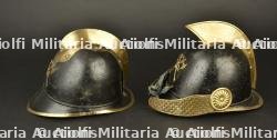 France, lot de deux coiffures de pompiers dites « casquettes de feu ». France, set of two firefighter headpieces known as fire caps. — photo 5