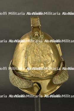 France, casque de sapeur-pompier de Jasney, vers 1852. France, firefighter helmet from Jasney, circa 1852.