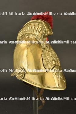 France, casque de sapeur-pompier modele 1852 d'Elbeuf. France, model 1852 firefighter helmet from Elbeuf.
