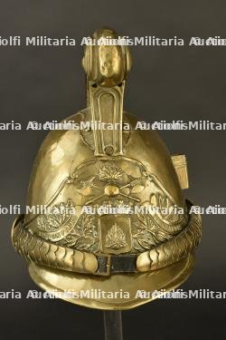 France, casque de sapeur-pompier modele 1855 de Grauves, dans la Marne. France, model 1855 firefighter helmet from Grauves, Marne.